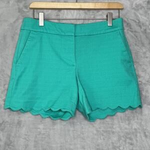 Talbots Shorts Womens 2P Green Scallop Hem 98% Cotton Stretch Casual Summer